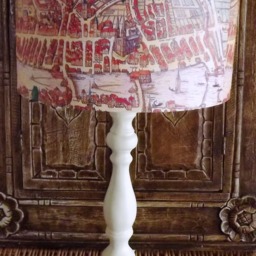 Medieval Map Lampshade Handmade Town & River Design - thumbnail 4