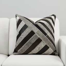 Black Gray Patchwork Cowhide Cushion 48x48 - thumbnail 4