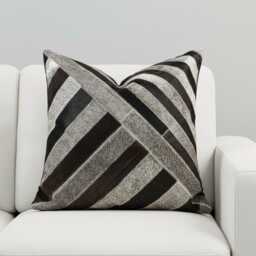 Black Gray Patchwork Cowhide Cushion 48x48