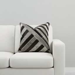 Black Gray Patchwork Cowhide Cushion 48x48 - thumbnail 3
