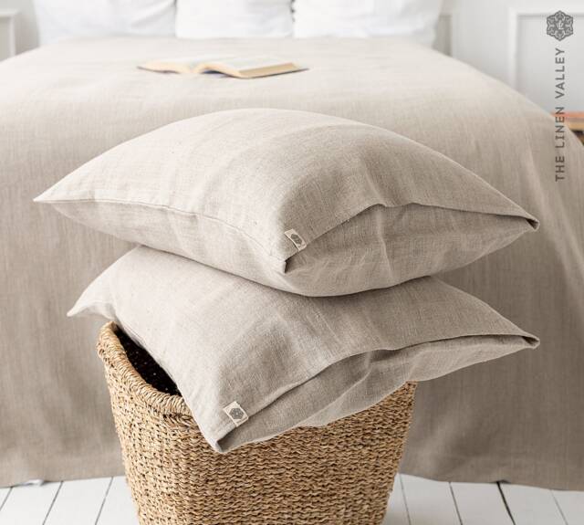 Rustic Linen Pillow Sham - Heavier Cushion - Natural Pillow - Decorative Bedding - image 1
