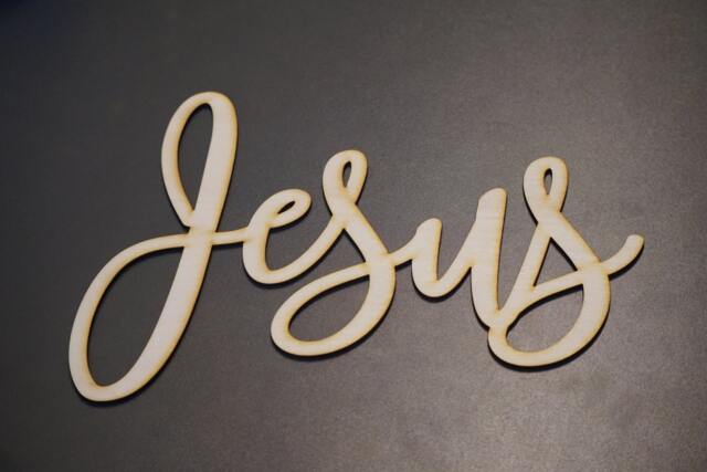 Custom Large Wooden Name Sign Wall Decor 13 Inches 30 cm Jesus Signs Wedding Any Name Large Laser Cut Decor - image 1