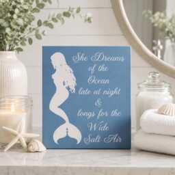 Embrace Your Inner Mermaid Wood Sign-Coastal Wall Decor-Beach Bathroom Decor-Mermaid Bathroom - Handmade Coastal Shelf Decor-Ocean Lover Gift - thumbnail 3