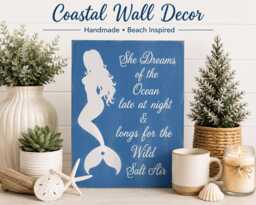 Embrace Your Inner Mermaid Wood Sign-Coastal Wall Decor-Beach Bathroom Decor-Mermaid Bathroom - Handmade Coastal Shelf Decor-Ocean Lover Gift - thumbnail 1