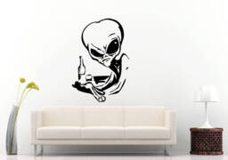 Alien Ufo Extra Terrestrial Funny Drinking Bottle Bar Wall Sticker Decal Vinyl Mural Decor Art L2298 - thumbnail 1