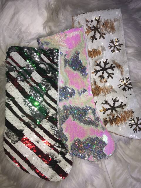 Merry Christmas Stocking Glitter Flip Sequin Holiday Stockings Gift - image 1