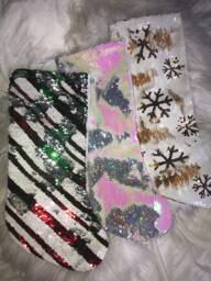 Merry Christmas Stocking Glitter Flip Sequin Holiday Stockings Gift - thumbnail 1