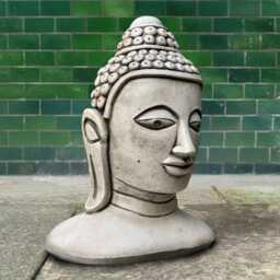 Concrete Buddha Head Statue Handcrafted Zen Garden Decor Stone Sculpture Cement Figurine Japanese Art Lover Gift - thumbnail 3