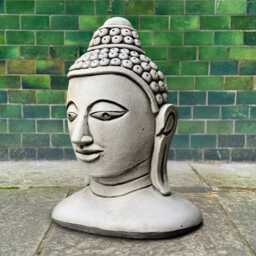 Concrete Buddha Head Statue Handcrafted Zen Garden Decor Stone Sculpture Cement Figurine Japanese Art Lover Gift - thumbnail 2