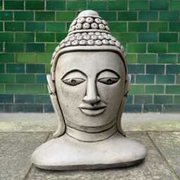 Concrete Buddha Head Statue Handcrafted Zen Garden Decor Stone Sculpture Cement Figurine Japanese Art Lover Gift - thumbnail 1