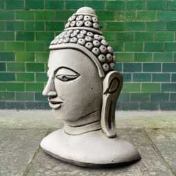 Concrete Buddha Head Statue Handcrafted Zen Garden Decor Stone Sculpture Cement Figurine Japanese Art Lover Gift - thumbnail 4
