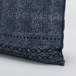 Indigo Batik Throw Pillow Cover, 20x20, Ethnic Hmong Design - thumbnail 3