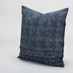 Indigo Batik Throw Pillow Cover, 20x20, Ethnic Hmong Design - thumbnail 2