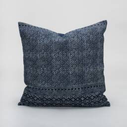 Indigo Batik Throw Pillow Cover, 20x20, Ethnic Hmong Design - thumbnail 1
