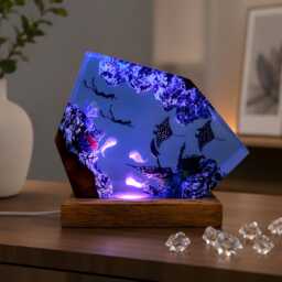 Manta Ray Resin Lamp, Diver Ocean Led Night Light, Underwater Coastal Decor - thumbnail 4
