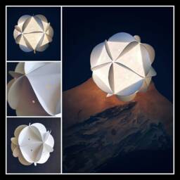 Geometric Ball Lamp Made Of Thick White Paper Handmade, Led, Unique Creation, Customizable