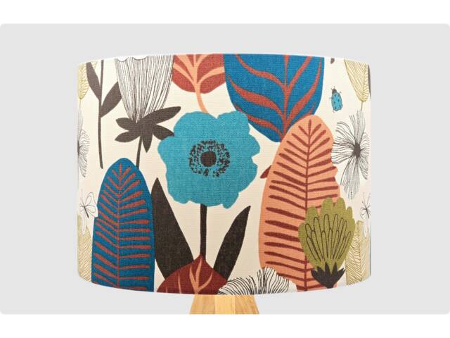 Floral Leaf Blue Brown Lampshade Table Floor Lamp/Ceiling Pendant Small Medium Large 15cm 20cm 25cm 30cm 35cm 40cm Fabric Drum Light Shade - image 1