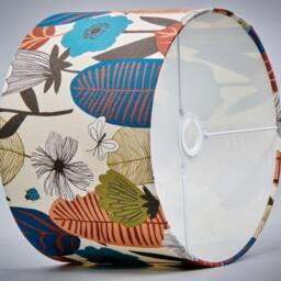 Floral Leaf Blue Brown Lampshade Table Floor Lamp/Ceiling Pendant Small Medium Large 15cm 20cm 25cm 30cm 35cm 40cm Fabric Drum Light Shade - thumbnail 3