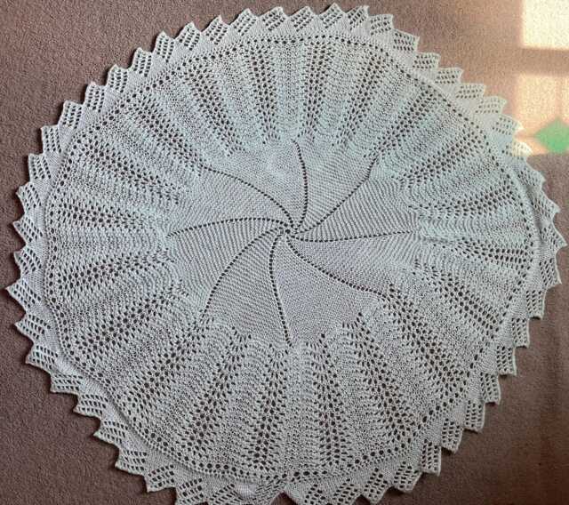 Hand Knitted Lacy Baby Shawl Circular Christening Blanket. Made To Order - image 1