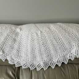 Hand Knitted Lacy Baby Shawl Circular Christening Blanket. Made To Order - thumbnail 3