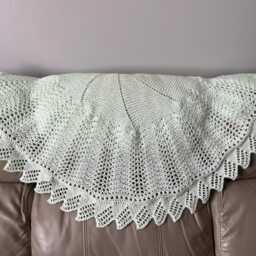 Hand Knitted Lacy Baby Shawl Circular Christening Blanket. Made To Order - thumbnail 2