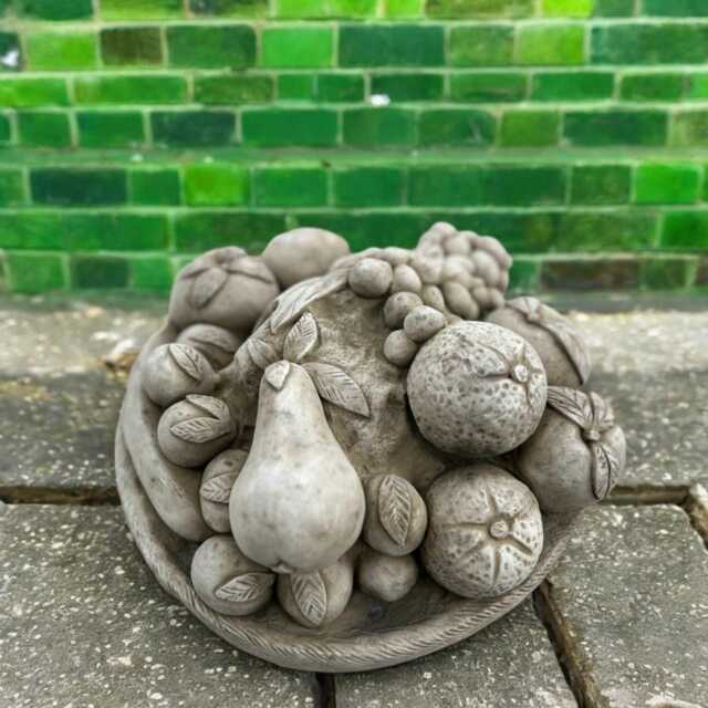 Concrete Fruit Basket Statue Stone Berry Figurine Cement Garden Ornament Rustic Kitchen Decor Outdoor Yard Decoration Handmade Sculpture - image 1
