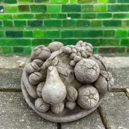 Concrete Fruit Basket Statue Stone Berry Figurine Cement Garden Ornament Rustic Kitchen Decor Outdoor Yard Decoration Handmade Sculpture - thumbnail 1