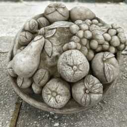 Concrete Fruit Basket Statue Stone Berry Figurine Cement Garden Ornament Rustic Kitchen Decor Outdoor Yard Decoration Handmade Sculpture - thumbnail 2