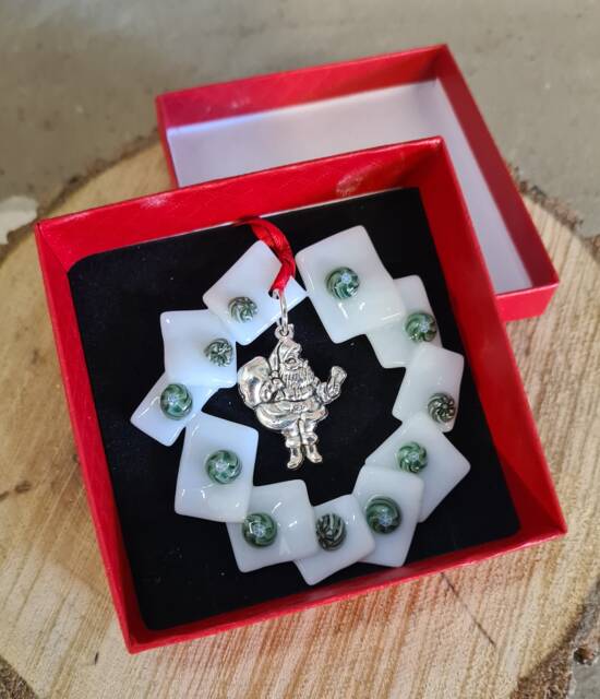 Fused Glass Handmade Christmas Wreath With Trinket Decoration 10cm Gift Box Home D??cor Beautiful Cornish Art Custom Orders Welcome