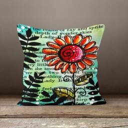 Violet Color Spring Flowers Pillow Case/Decorative Purple Turquoise Throw Top/Summer Trend Cushion Case/Living Room & Patio Decor - thumbnail 2