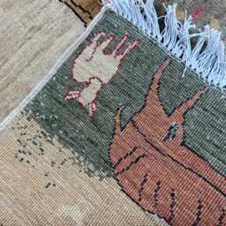 Handwoven Pictorial Wool Rug Afghan Design, 4.8x3.3 Ft - thumbnail 4