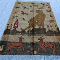 Handwoven Pictorial Wool Rug Afghan Design, 4.8x3.3 Ft - thumbnail 3