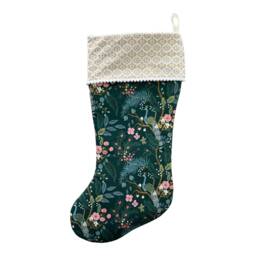 Rifle Paper Co Vintage Garden Peacock Metallic in Hunter Green Fabric Christmas Stocking - thumbnail 3