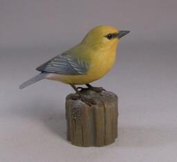 Blue-Winged Warbler Hand Carved Wood Bird - thumbnail 2