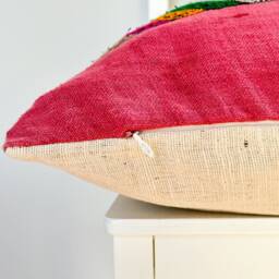 Vintage Embroidered Silk Textile Ethnic Piece Of Tradition Costume Pillow Cover - thumbnail 4