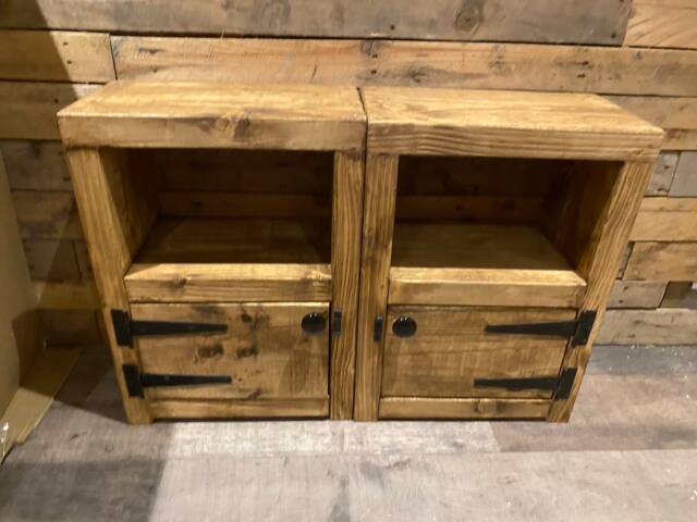Rustic Bespoke Custom Wooden Bedside Cabinets With Door - image 1