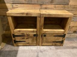 Rustic Bespoke Custom Wooden Bedside Cabinets With Door - thumbnail 1