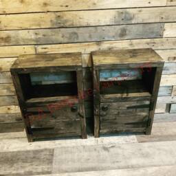 Rustic Bespoke Custom Wooden Bedside Cabinets With Door - thumbnail 2