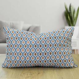 Cosmo Diamond Xl Rectangular Cushion in Spice & Navy. Modern Geometric Design Burnt Orange & Indigo Blue. 23X15 - thumbnail 1