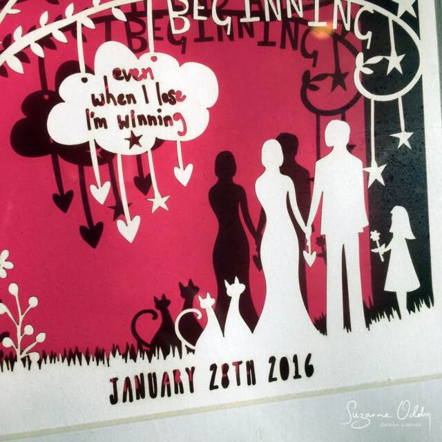 Personalized Family Portrait Paper Cut With Song Lyrics, Shadow Box Frame - image 1