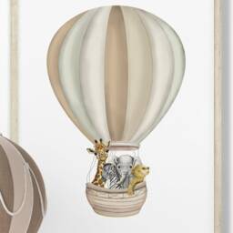 Safari Animal Prints Set Rainbow & Hot Air Balloon Nursery Decor - thumbnail 3