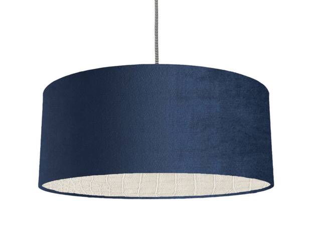 Petrol Blue Velvet Lampshade With Ivory Crocodile Lining - Alligator Luxurious Jungle Tropical - image 1