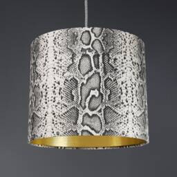 Petrol Blue Velvet Lampshade With Ivory Crocodile Lining - Alligator Luxurious Jungle Tropical - thumbnail 4