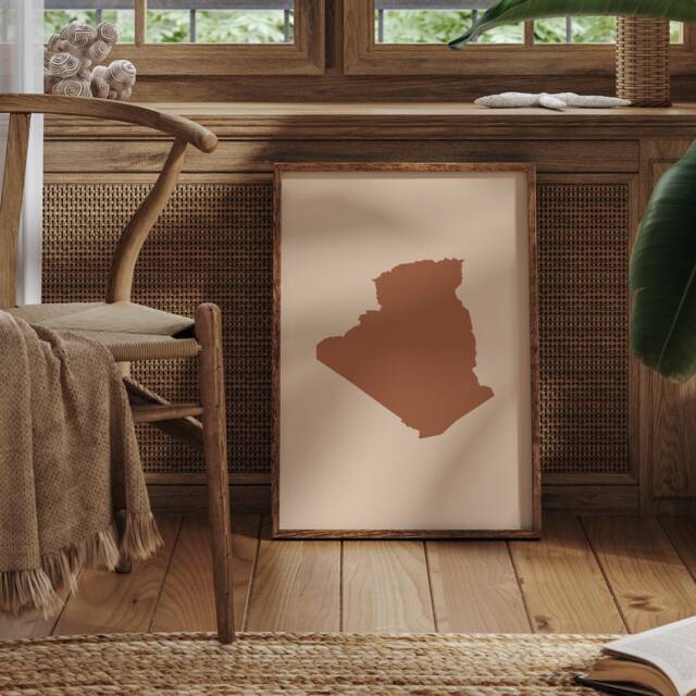 Algeria Map Boho Wall Art Print Mid Century Travel Poster - image 1