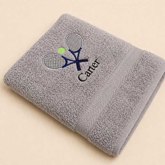 Custom Tennis Towel For Him Embroidered Cotton Gift Player Personalized School Team His & Her - image 1