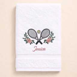 Custom Tennis Towel For Him Embroidered Cotton Gift Player Personalized School Team His & Her - thumbnail 4