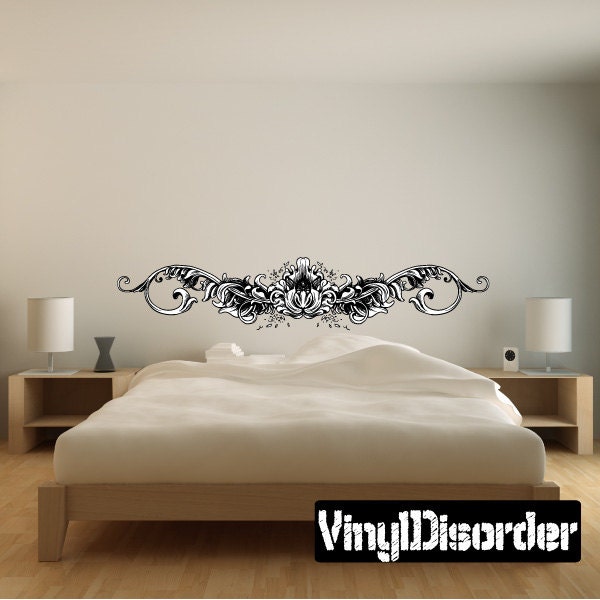Floral Frame Wall Decal - Fabric Vinyl Removable & Reusable Floralframeuscolor009Et
