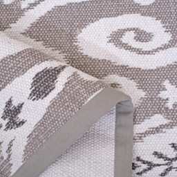 Printed Cotton Rug, Gray Color, Ikat Print, 100% Cotton, Size 24x36 Inches - thumbnail 3