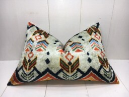 Handwoven Silk Ikat Pillow Cover, Decorative Accent - 16x24 - thumbnail 1