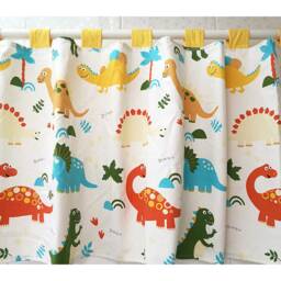 Dinosaur Tab Top Cotton Curtain, Kids Nursery Valance - thumbnail 3